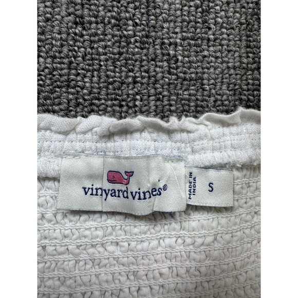 Vineyard Vines Dress Womens Small White Linen Smocked Tiered Ruffle Sundress - Picture 2 of 8